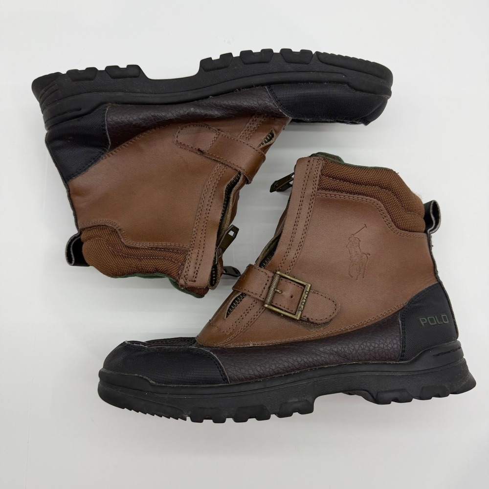Vintage Polo Ralph Lauren Farleigh Hi‎ Zip Duck Boots Brown Mens 6